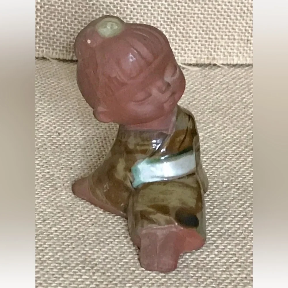 Vintage Uctci Terracotta Child Figurine Japanese Cultural Ethnic Boho Eclectic